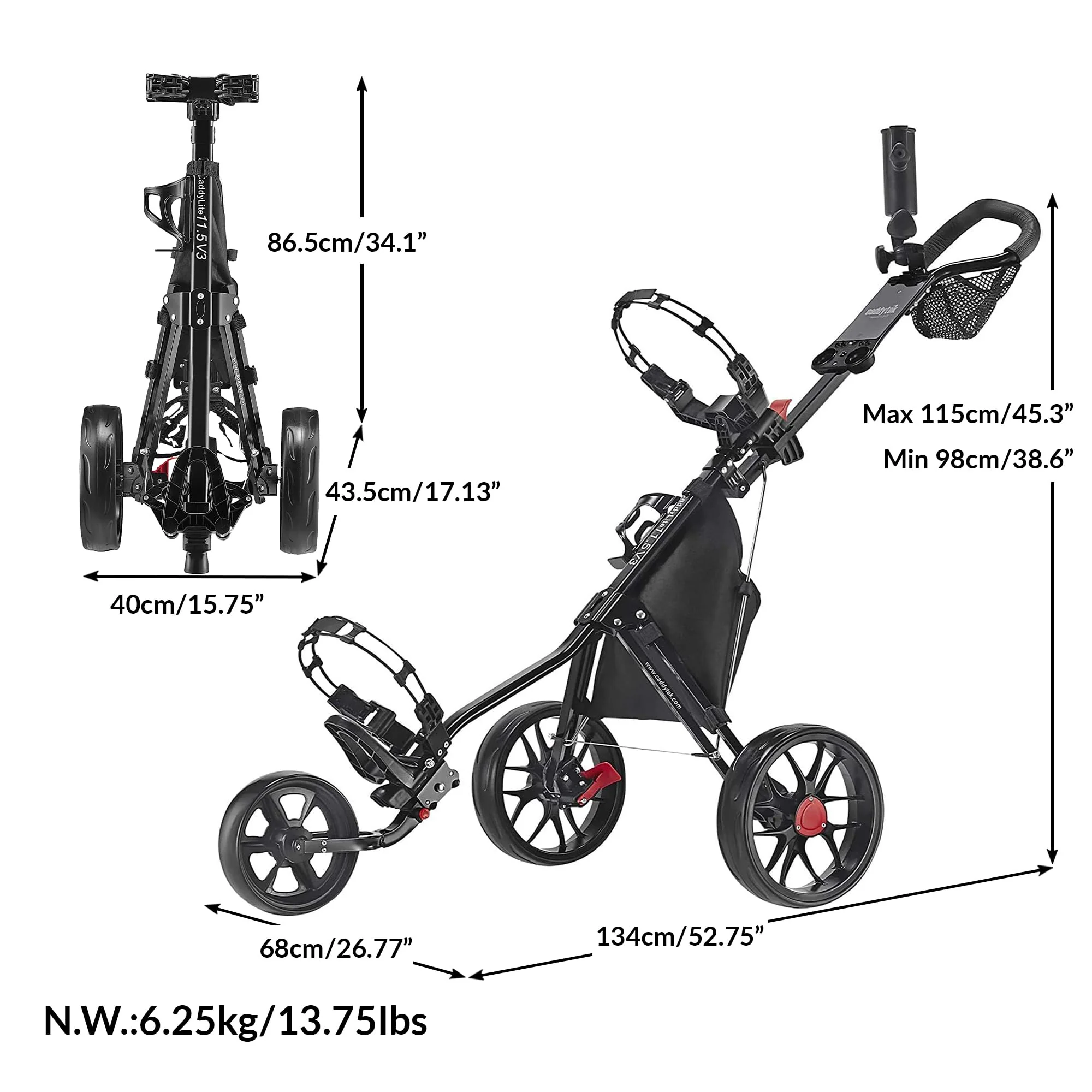 CaddyTek CaddyLite 11.5 V3 Golf Push Cart - John Pierce Auto Care