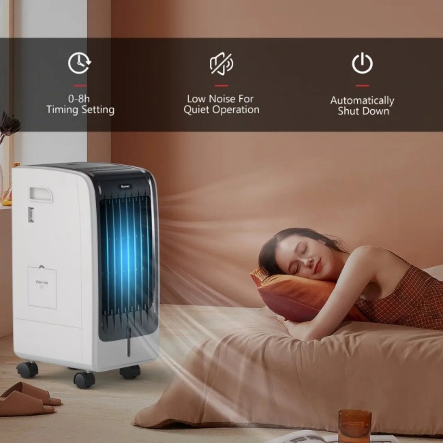 Portable Cooling Evaporative Fan with 3 Speed and 8H Timer Function 110V (White) - John Pierce Auto Care