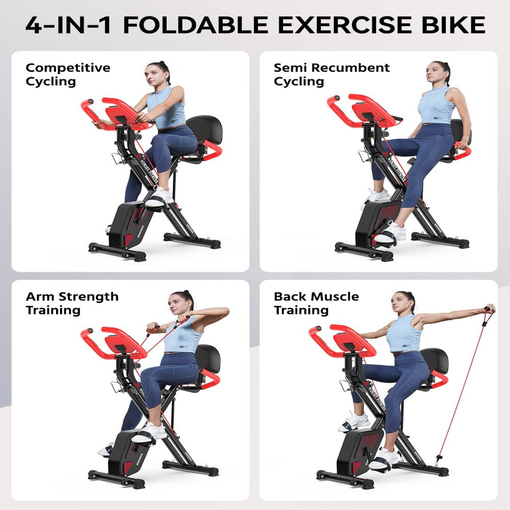 Pooboo 3 In 1 Foldable Exercise Bike Indoor Cycling Bike Workout 300Lb - John Pierce Auto Care
