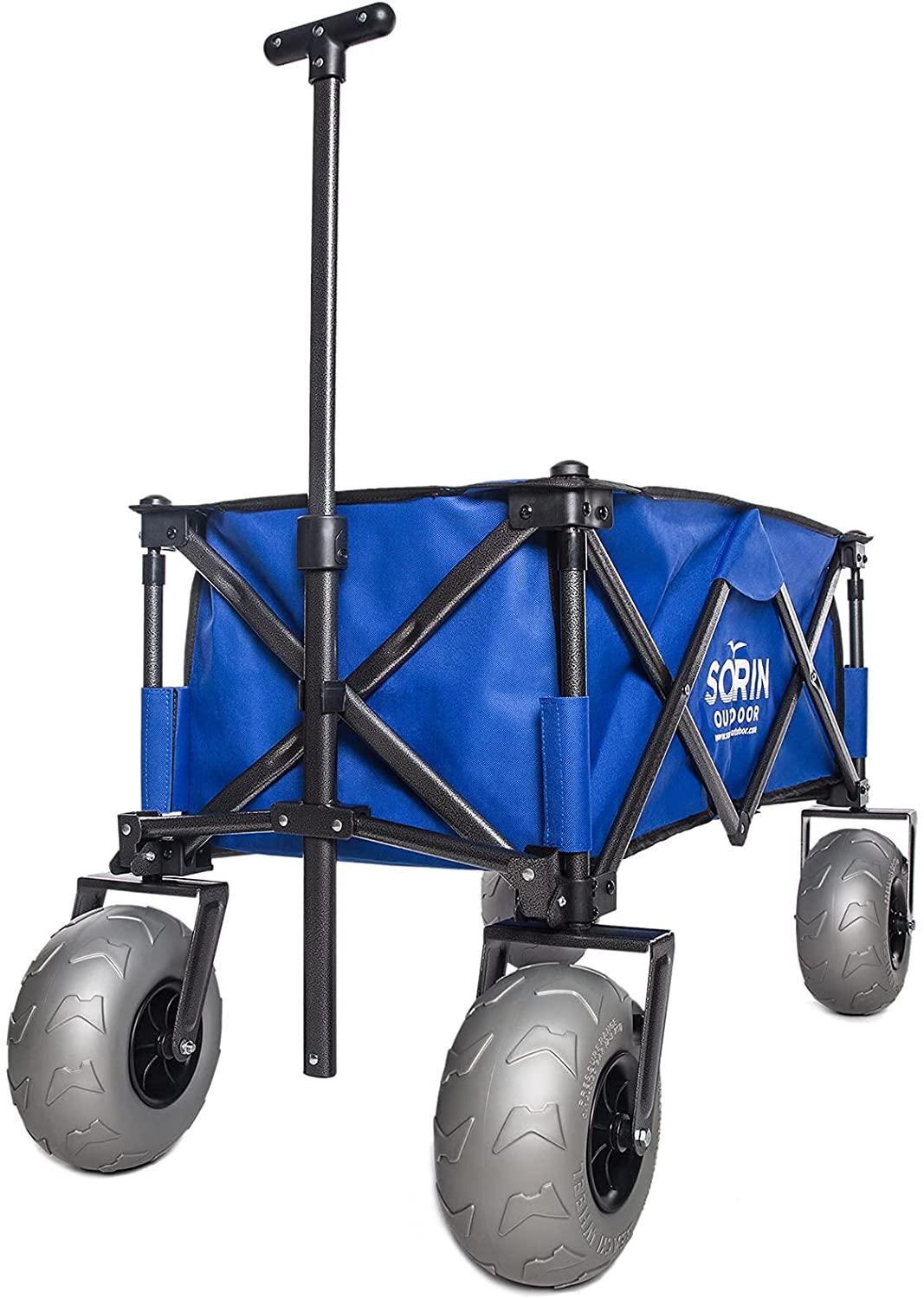 Sorin Outdoor Heavy Duty Collapsible Foldable Beach Cart with Balloon Wheels for Sand Garden Wagon Camping Beach Wagon with Balloon Tires Cart for Beach with Big Wheels Inflatable Tires - John Pierce Auto Care