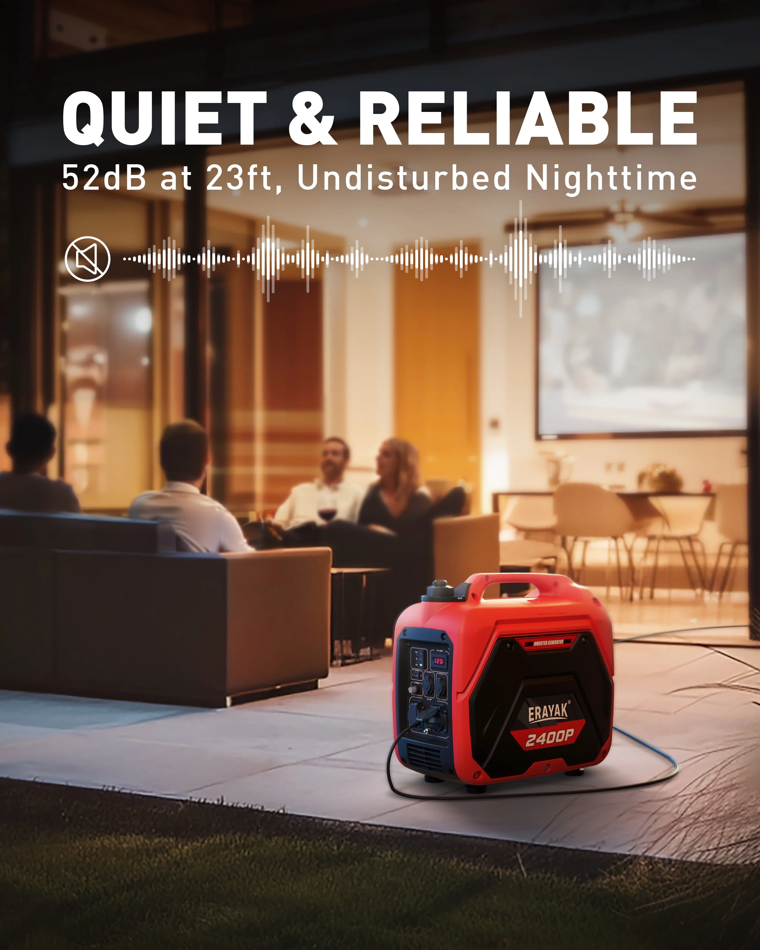Erayak Portable Inverter Generator 2400W, Super Quiet, For RV, Camping & Home Backup Fuel Gasoline - John Pierce Auto Care