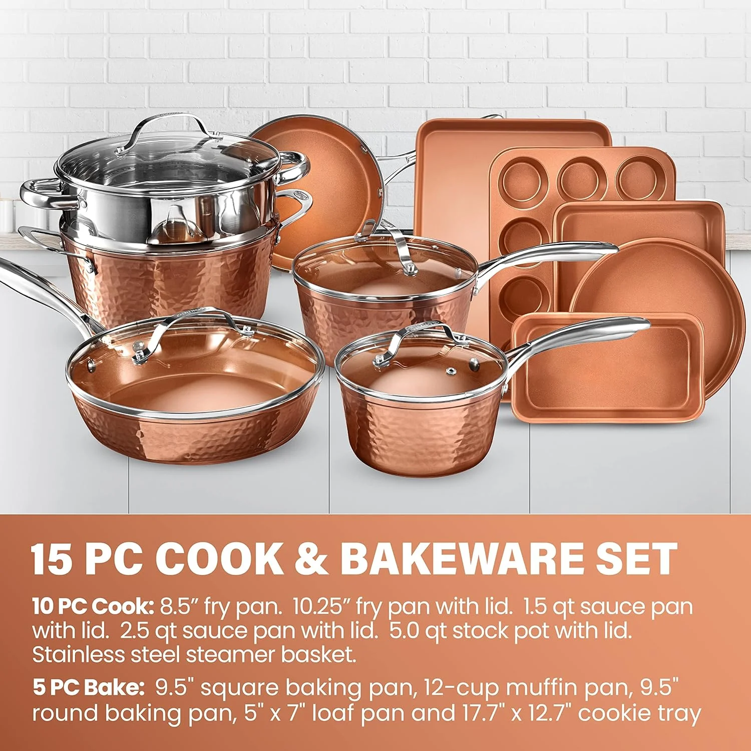 Gotham Steel 15-Piece Hammered Cookware Set - John Pierce Auto Care