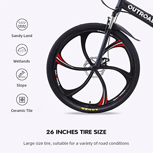 Outroad Folding Mountain Bike 26 Inch for Adult, 21 Speed Dual Suspension MTB Foldable Bicycle - John Pierce Auto Care