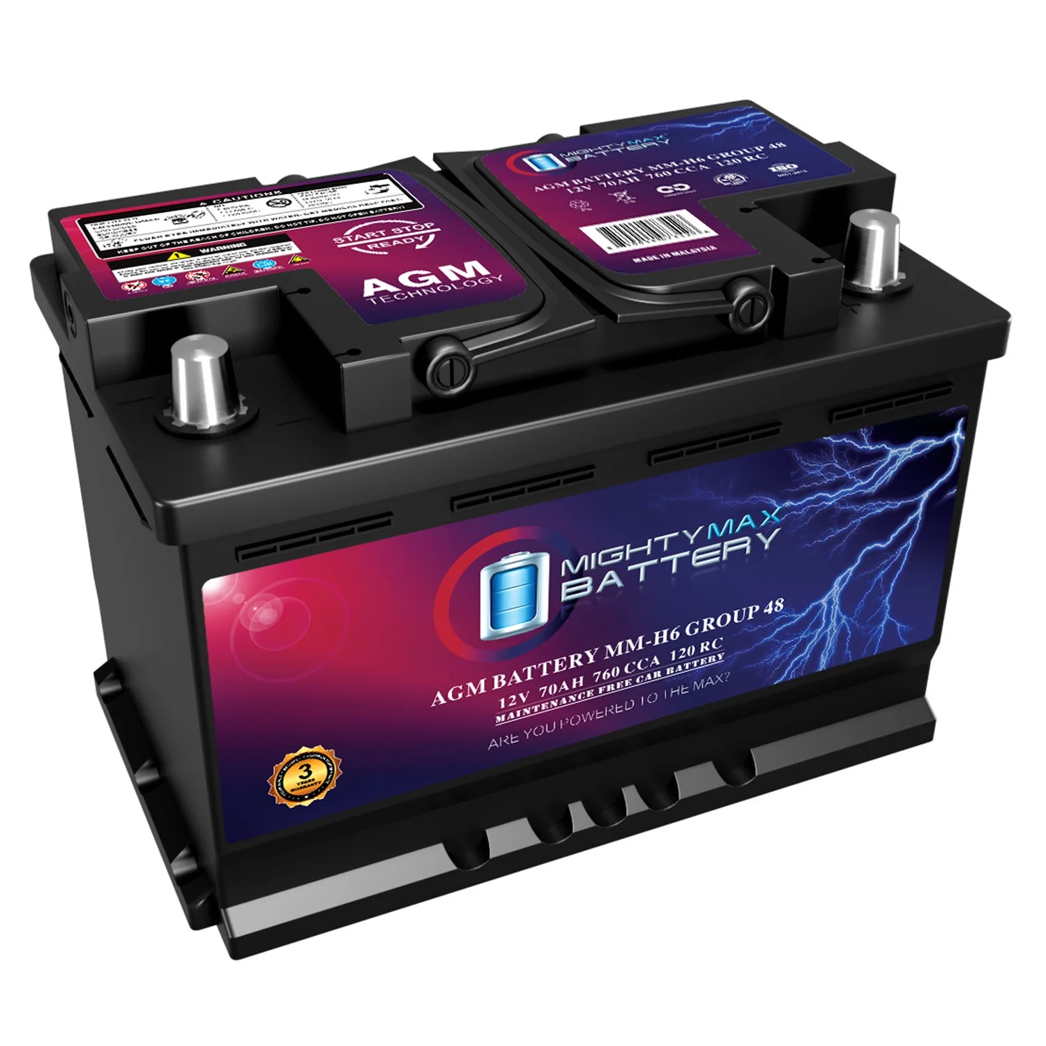 MM H6 Group 48 12V 70AH 120RC 760CCA Replacement Battery Compatible with Chevrolet Silverado 1500 1\/2 Ton 07 13 - John Pierce Auto Care
