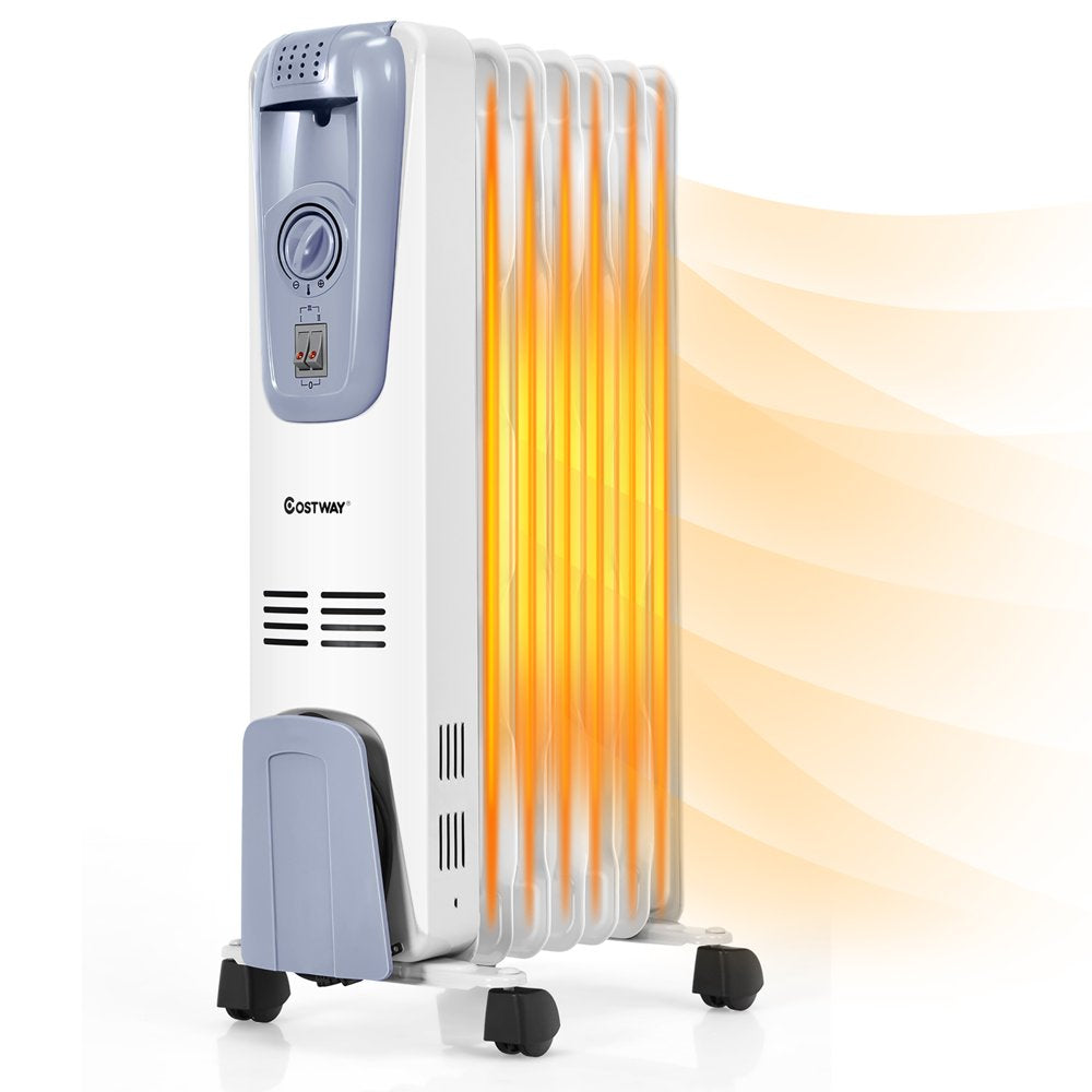 Costway 1500W Electric Oil Filled Radiator Space Heater 7 Fin Thermostat Room Radiant - John Pierce Auto Care