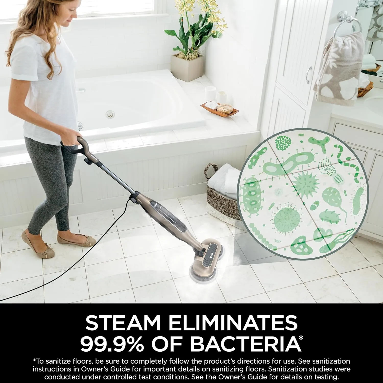 Mop, Scrub \u0026amp; Sanitize at The Same Time, Designed for Hard Floors, with 4 Dirt Grip Soft Scrub Washable Pads, 3 Steam Modes \u0026amp; LED Headlights, Gold - John Pierce Auto Care