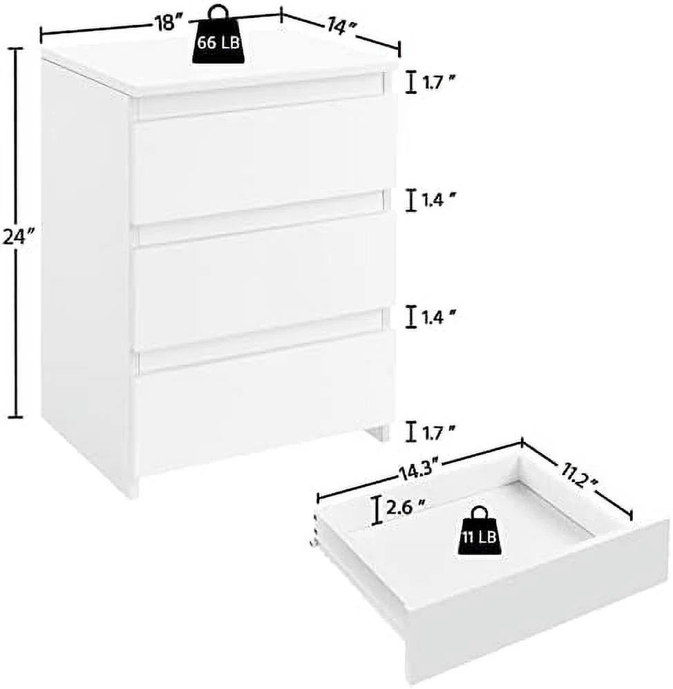 AYFDEGT 2PCS 3 Drawer Nightstands White Bedside Tables with Space Modern Bedside Cabinet Units with Sturdy Base Small Bedside Cupboards for Bedroom Small Space - John Pierce Auto Care