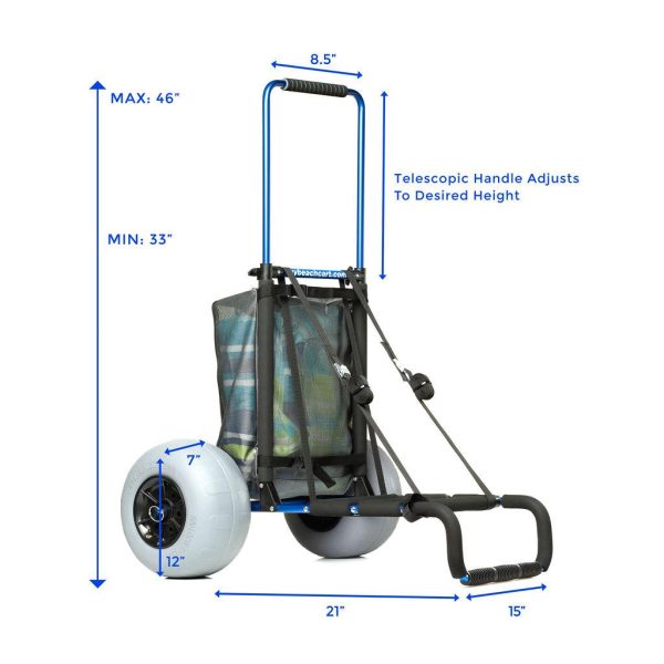 My Beach Cart Heavy Duty Folding Beach Cart with Big Wheels and Balloon Tires to Glide Over Sand - John Pierce Auto Care
