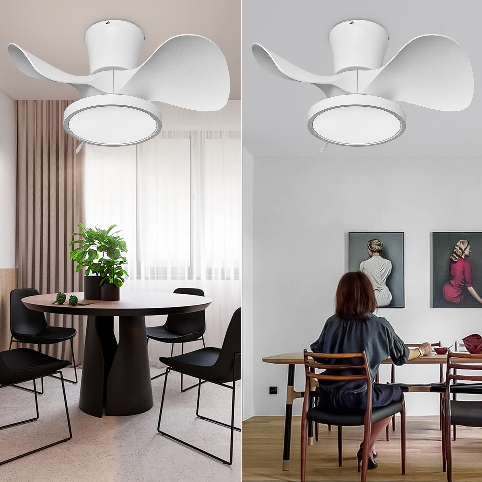 Ocioc Quiet Ceiling Fan with LED Light 22 inch Air Volume Remote Control for Kitchen Bedroom Dining Room - John Pierce Auto Care