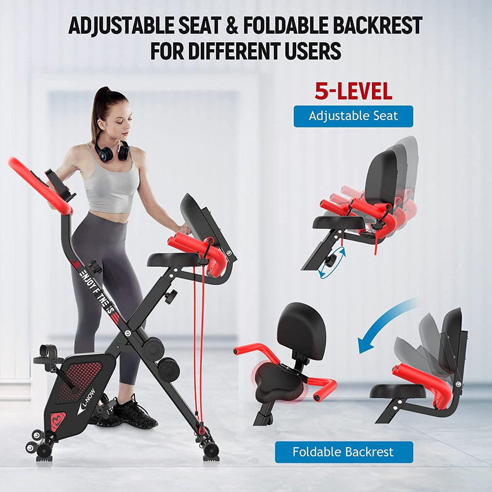 Pooboo 3 In 1 Foldable Exercise Bike Indoor Cycling Bike Workout 300Lb - John Pierce Auto Care