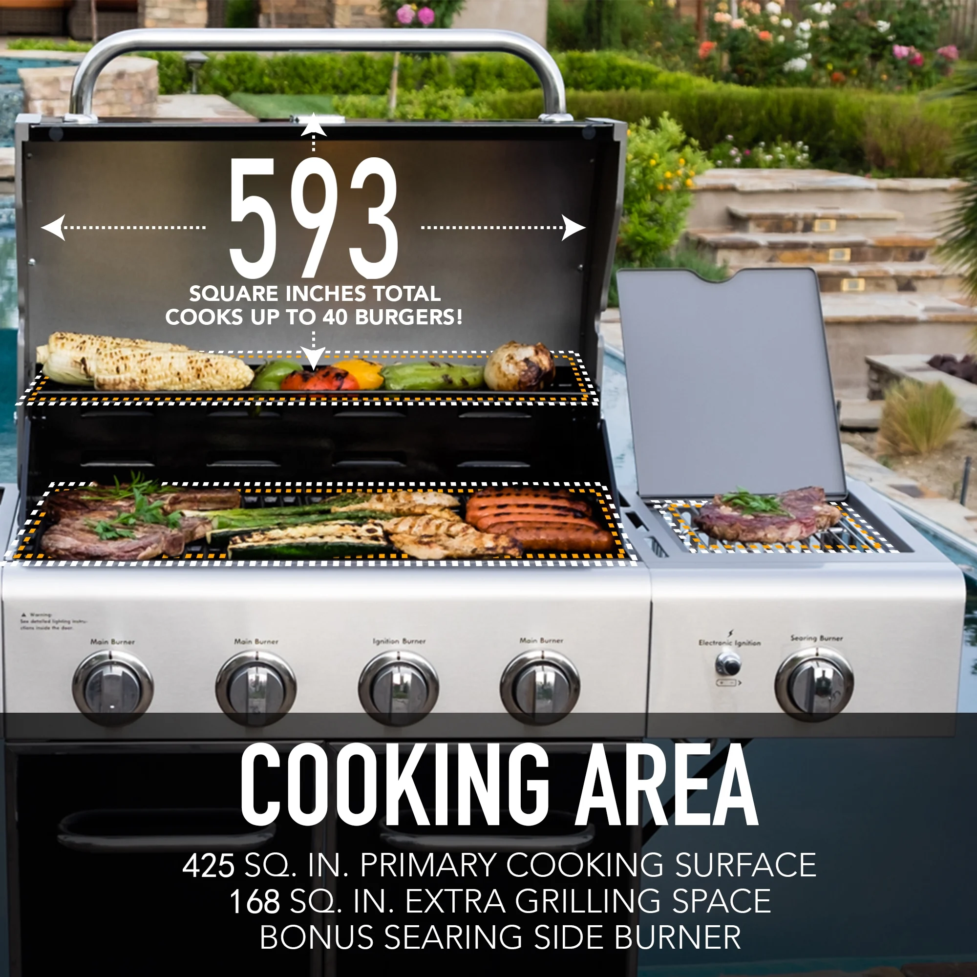 Kenmore 4-Burner Outdoor Propane Gas Grill with Searing Burner - John Pierce Auto Care