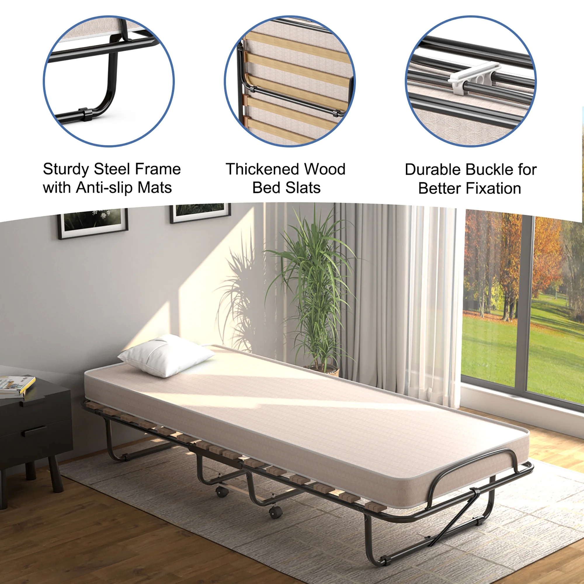 Costway Portable Folding Bed with Mattress - John Pierce Auto Care