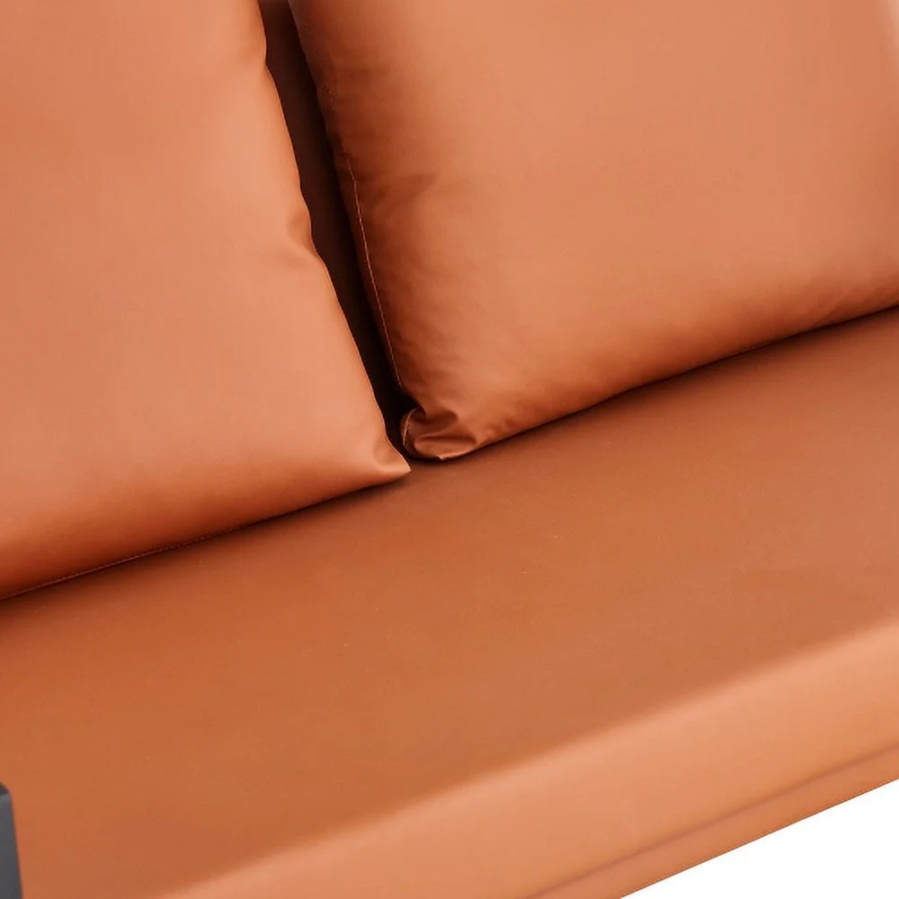 GVJMTKP Modern Two Seater Sofa Chair with 2 Pillows   PU Leather High Density Foam Black Coated Metal Frame.BrownSF D008 BR - John Pierce Auto Care