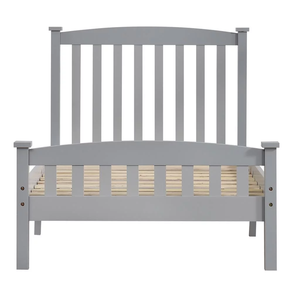 Ktaxon Vertical Wood Bed Frame for Bedroom with Headboard and Footboard Gray Twin Size - John Pierce Auto Care
