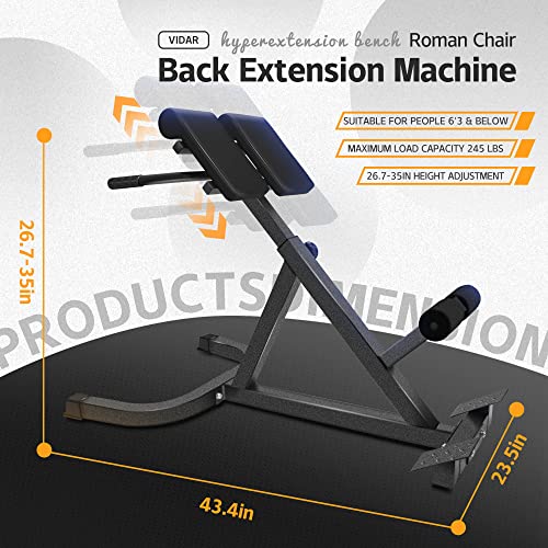 VIDAR Roman Chair Back Extension Machine   Lower Back Hyperextension Bench for Home Gym - John Pierce Auto Care