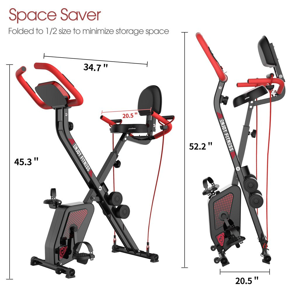 Pooboo 3 In 1 Foldable Exercise Bike Indoor Cycling Bike Workout 300Lb - John Pierce Auto Care