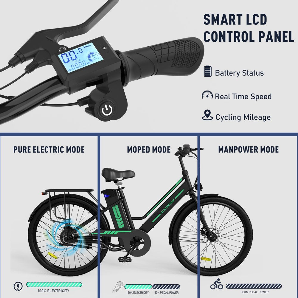 COLORWAY 26\u0026quot; Electric Bike for Woman, 500W Powerful Motor, 36V 12AH Removable Battery - John Pierce Auto Care