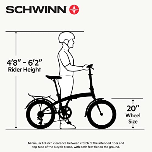 Schwinn Loop Adult Folding Bike for Men and Women, 20 inch Wheels, 7 Speed Drivetrain - John Pierce Auto Care