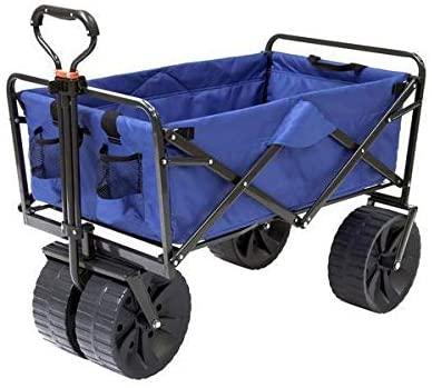 Mac Sports Heavy Duty Collapsible Folding All Terrain Utility Beach Wagon Cart, Blue\/Black - John Pierce Auto Care