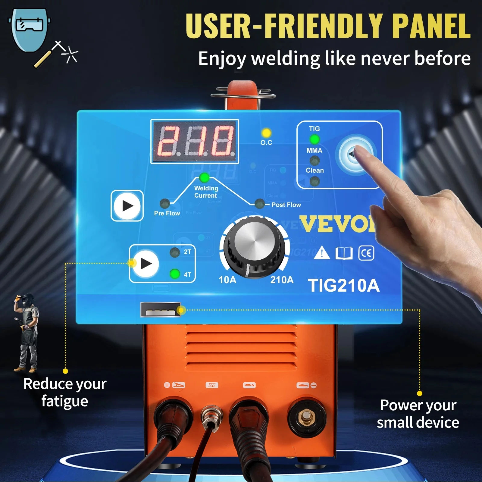 VEVOR TIG Welder, 210Amp 3 in 1, 110\/220V Dual Voltage HF TIG\/Stick\/Clean Welding Machine w\/ USB, IGBT Inverter \u0026amp; Torch, Digital Arc Welder for Stainless Steel, Iron, Mild Steel, Copper, and Nickel - John Pierce Auto Care