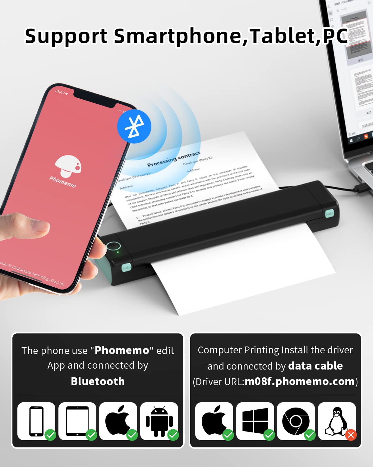 Phomemo Portable Printer Wireless for Travel, Bluetooth Mobile Printer Support 8.5\u0026quot; X 11\u0026quot; US Letter - John Pierce Auto Care