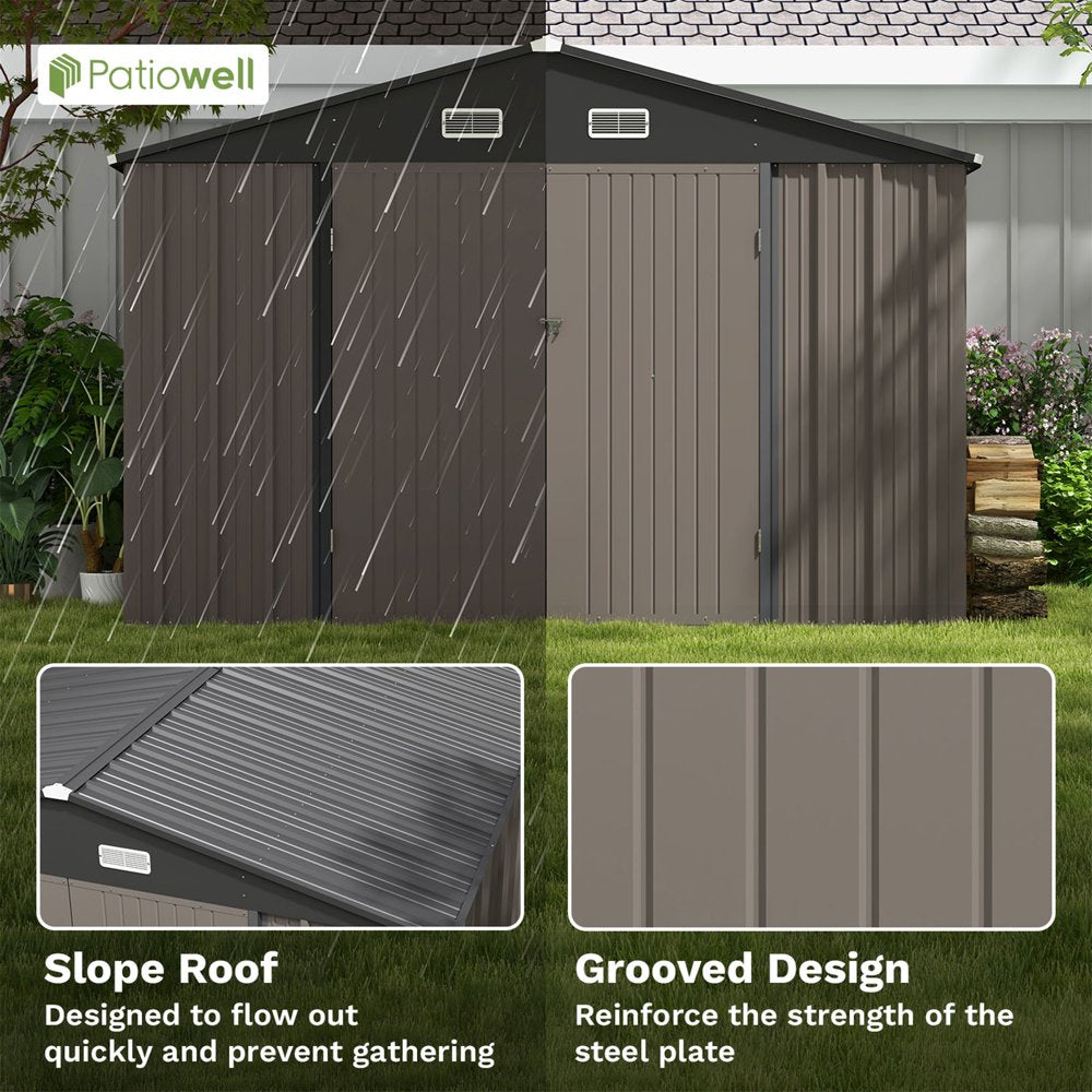 Patiowell 10 x 10 ft Outdoor Storage Metal Shed with Sloping Roof and Double Lockable Door - John Pierce Auto Care