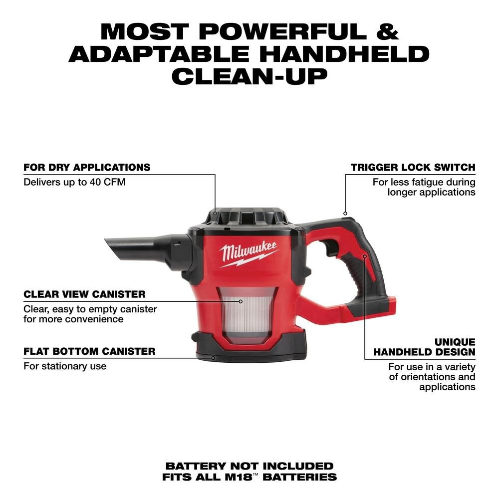 Milwaukee M18 Compact Vacuum - John Pierce Auto Care