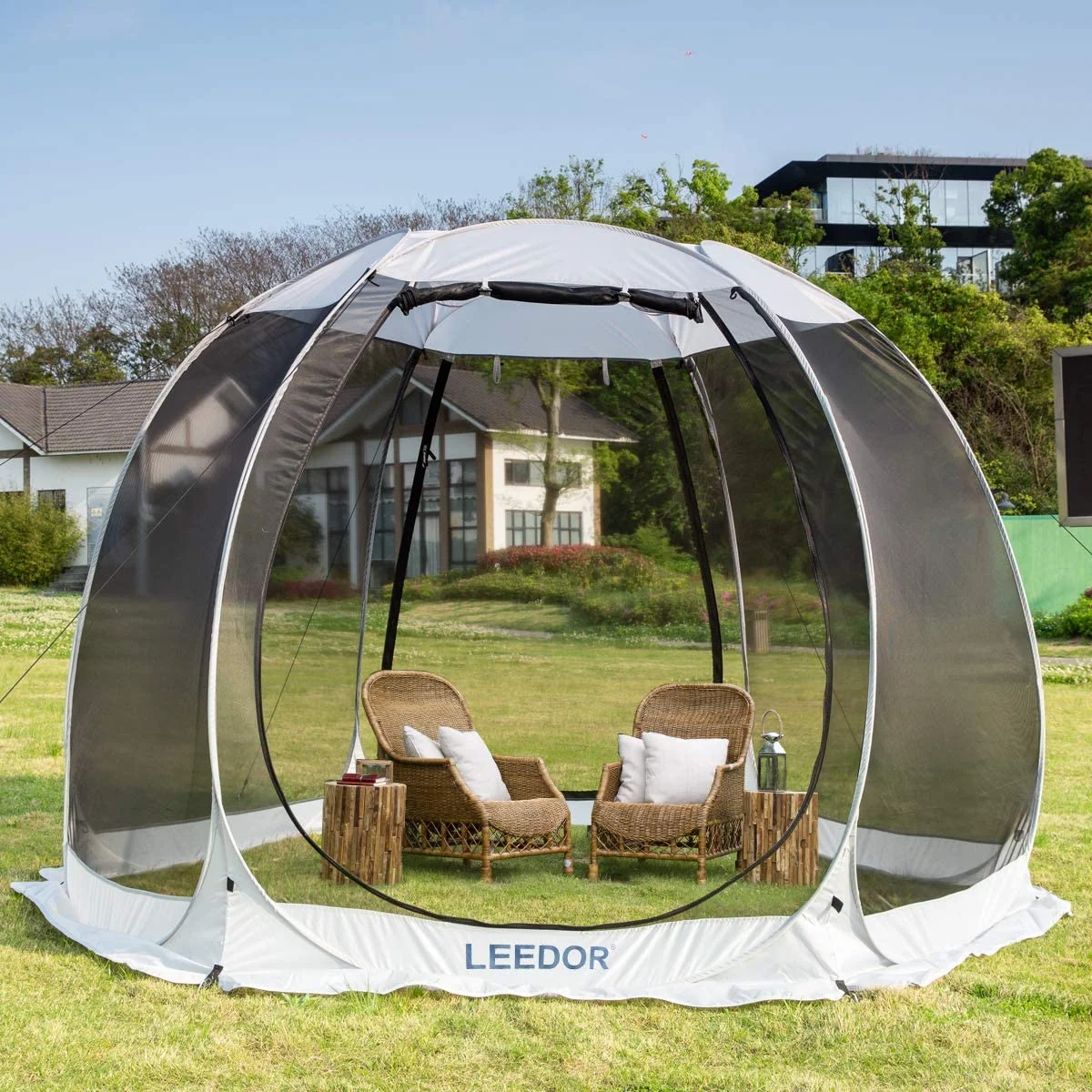 Leedor Screen House Tent Instant Room Shelter Gazebos for Patios Outdoor Canopy 10\u0026#039;x10\u0026#039; Gray - John Pierce Auto Care