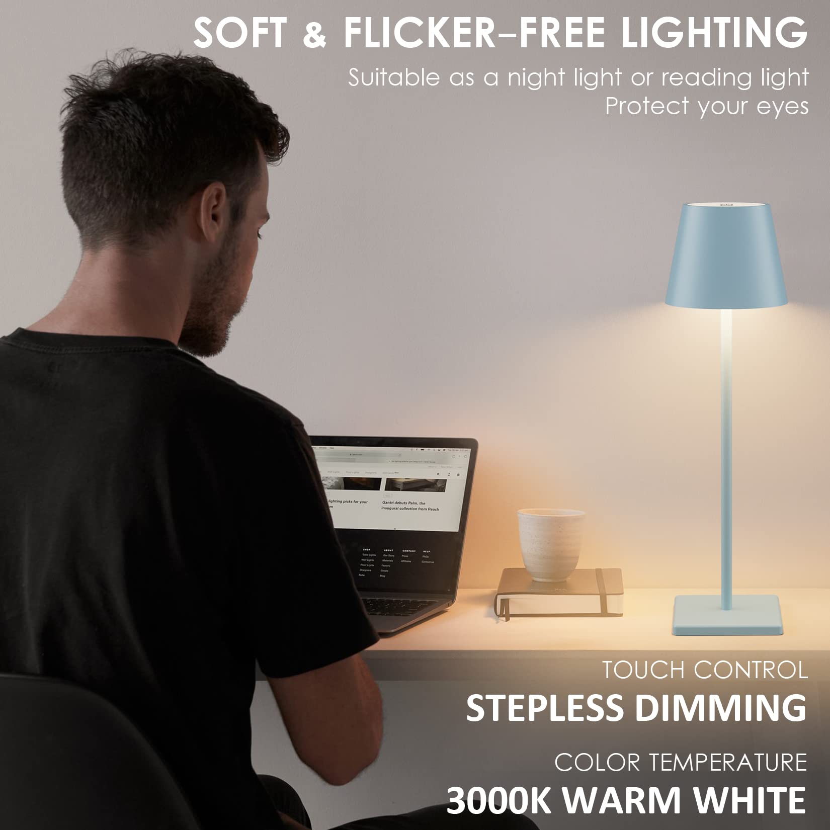 Aoceley 2 Packs Rechargeable LED Table Lamp,Outdoor Cordless Table Lamp Waterproof - John Pierce Auto Care