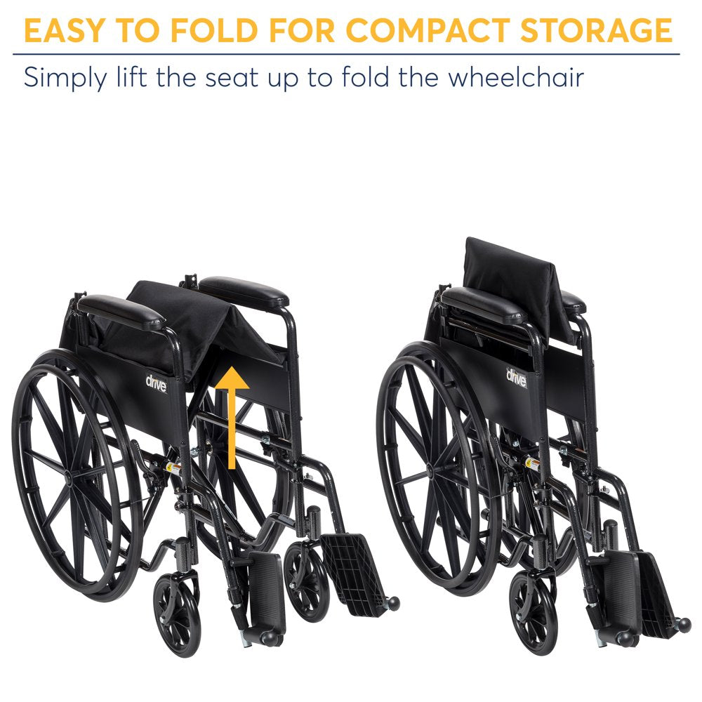 Drive Medical Silver Sport 1 Wheelchair with Full Arms and Swing Away Removable Footrest - John Pierce Auto Care