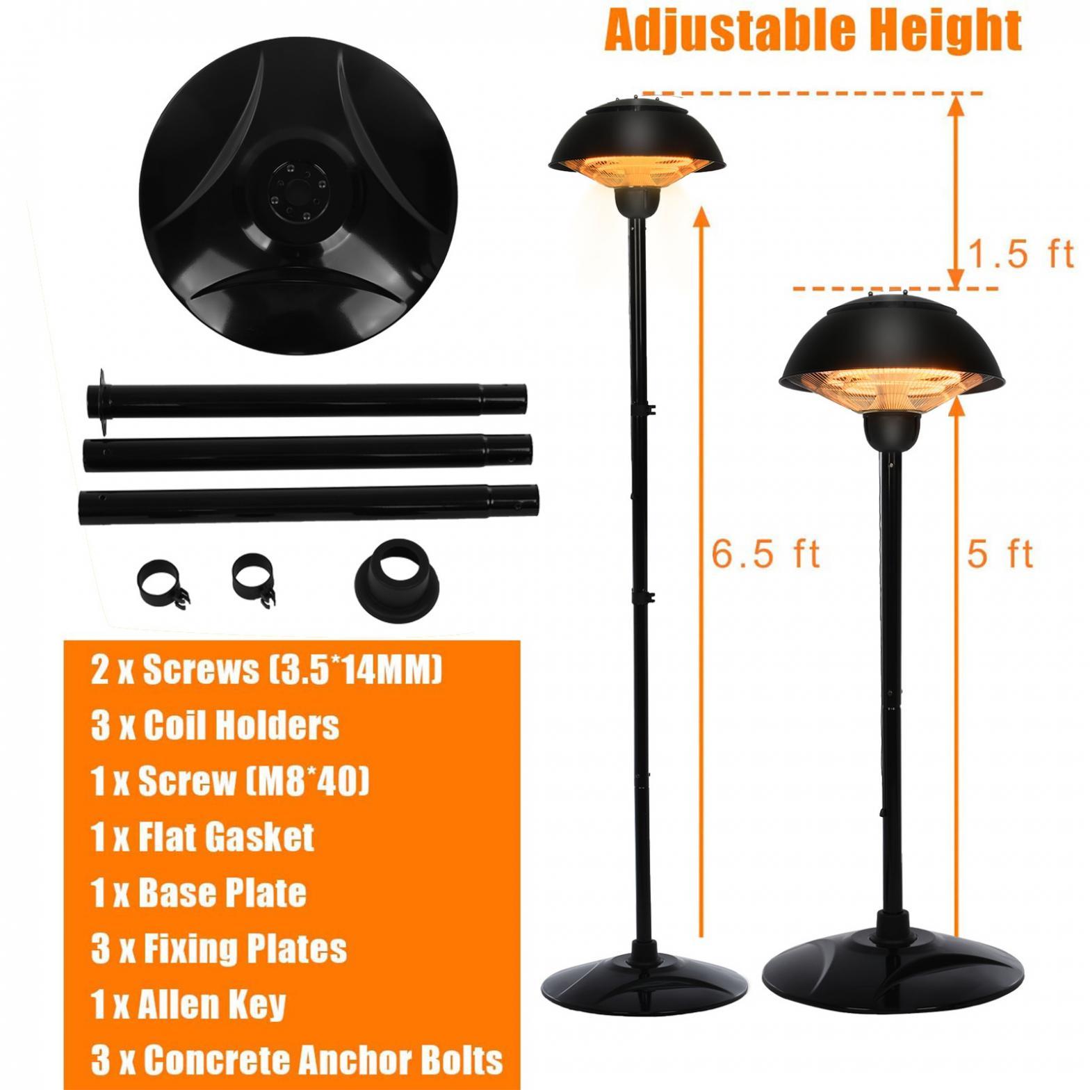 Patio Outdoor Freestanding Electric Patio Heater, Infrared Heater, Hammered Bronze Finished, Portable Heater suitable as a Balcony Heater, BBQ and Outdoor Party Heater - John Pierce Auto Care
