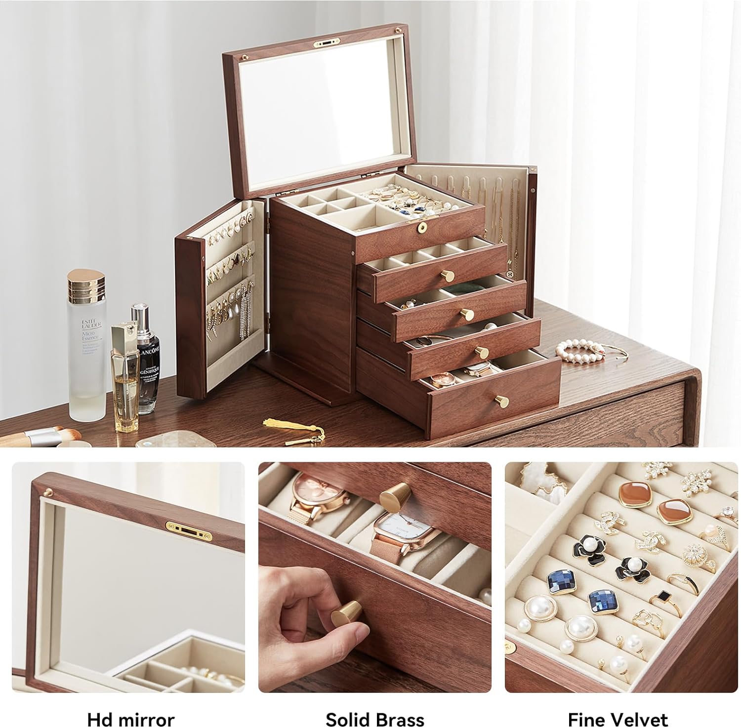 Black walnut jewelry box, 5 layers of solid wood - John Pierce Auto Care