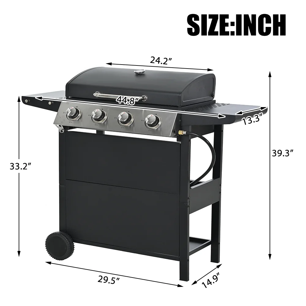 SEGMART 4 Burner BBQ Propane Gas Grill, Stainless Steel 34,200 BTU Patio Garden Barbecue Grill with Two Foldable Shelves \u0026amp; Thermometer, Perfect for Camping, Outdoor Cooking - John Pierce Auto Care