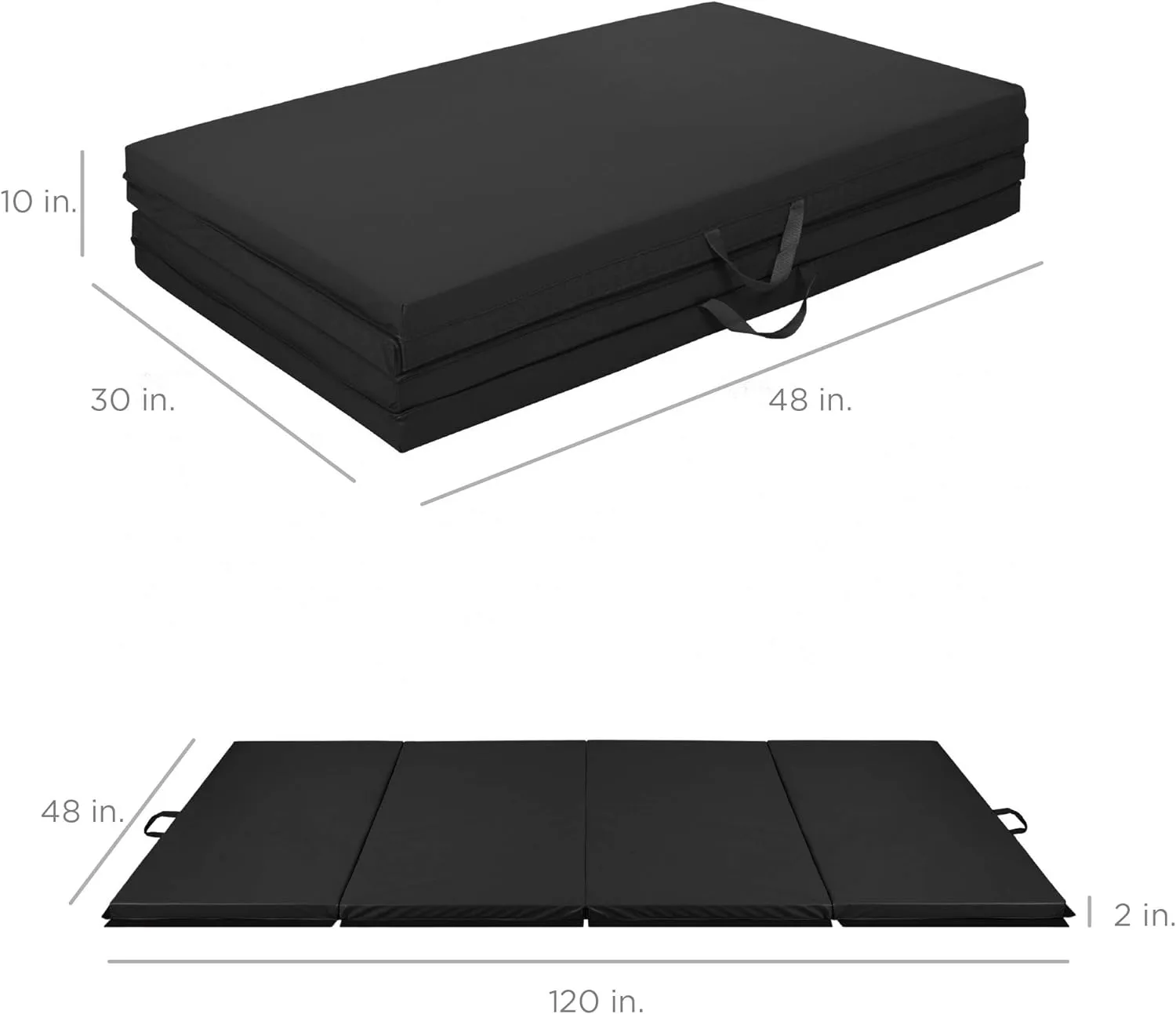 10ftx4ftx2in Folding Gym Mat 4 Panel Exercise Gymnastics Aerobics Workout Fitness Floor Mats w\/Carrying Handles - John Pierce Auto Care