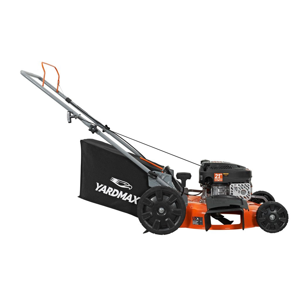 YARDMAX 21 In. 170Cc 3 In 1 Gas Walk behind Push Lawn Mower with High Rear Wheels - John Pierce Auto Care