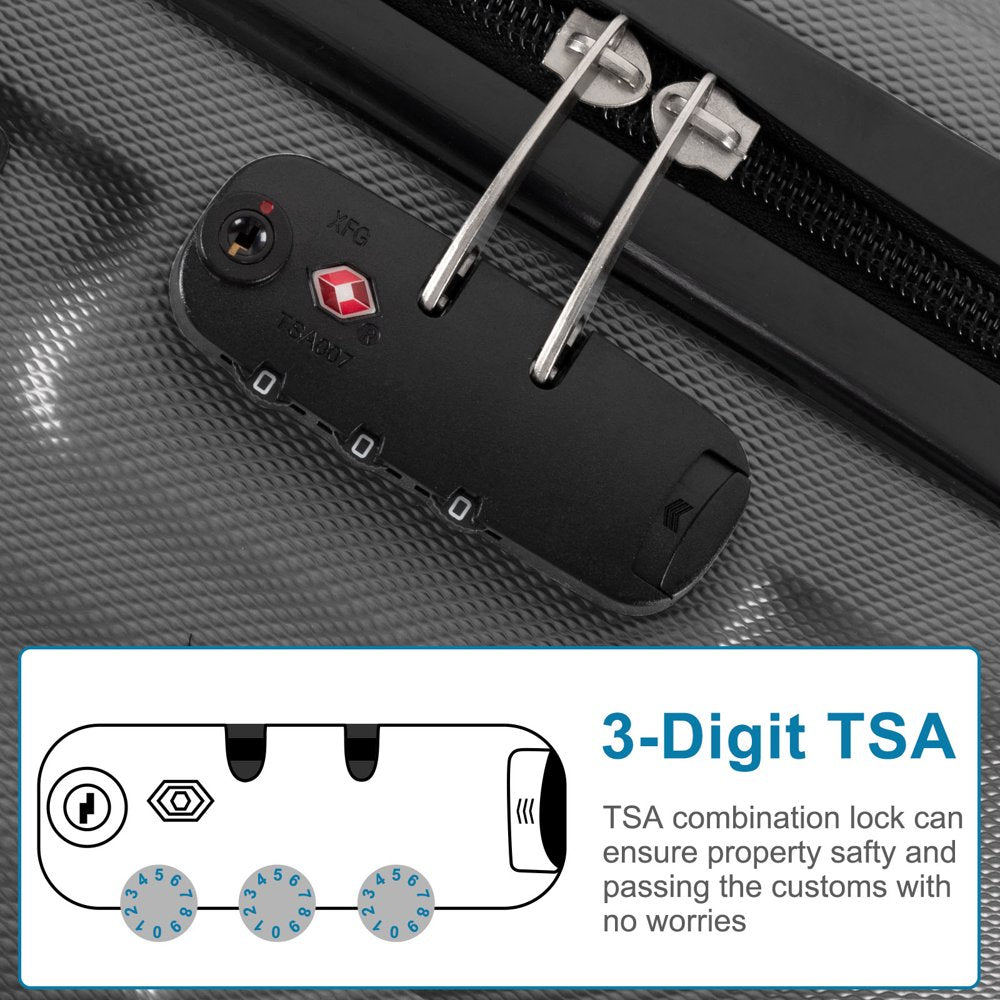 Zimtown 4 Piece Luggage Set, ABS Hard Shell Suitcase Luggage Sets Double Wheels with TSA Lock - John Pierce Auto Care