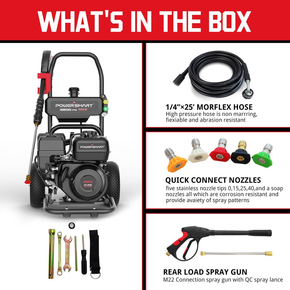 PowerSmart 3200PSI Gas Pressure Washer with 5 Nozzles \u0026amp; Soap Tank - John Pierce Auto Care