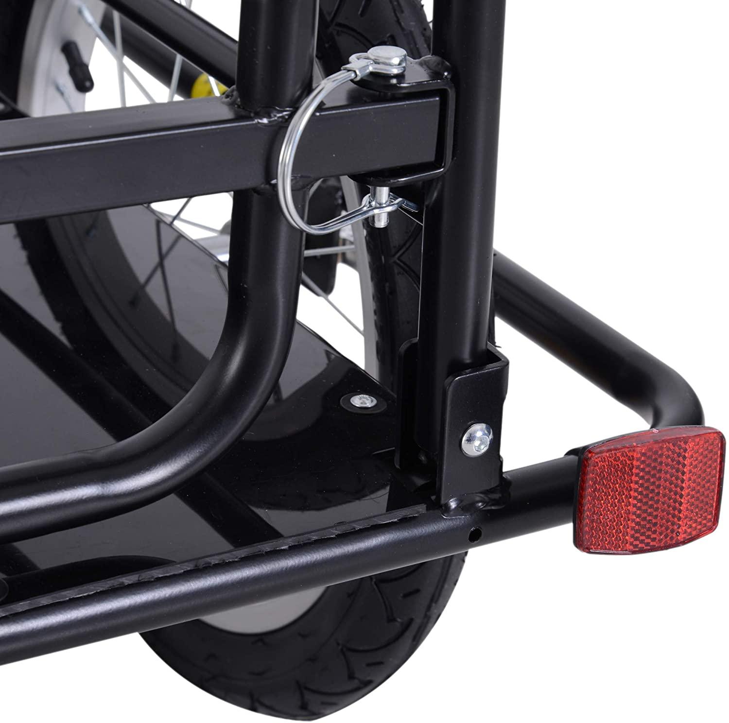 Aosom Foldable Bike Cargo Trailer Cart with Hitch, 80lbs Capacity, 16in Wheels, Black - John Pierce Auto Care