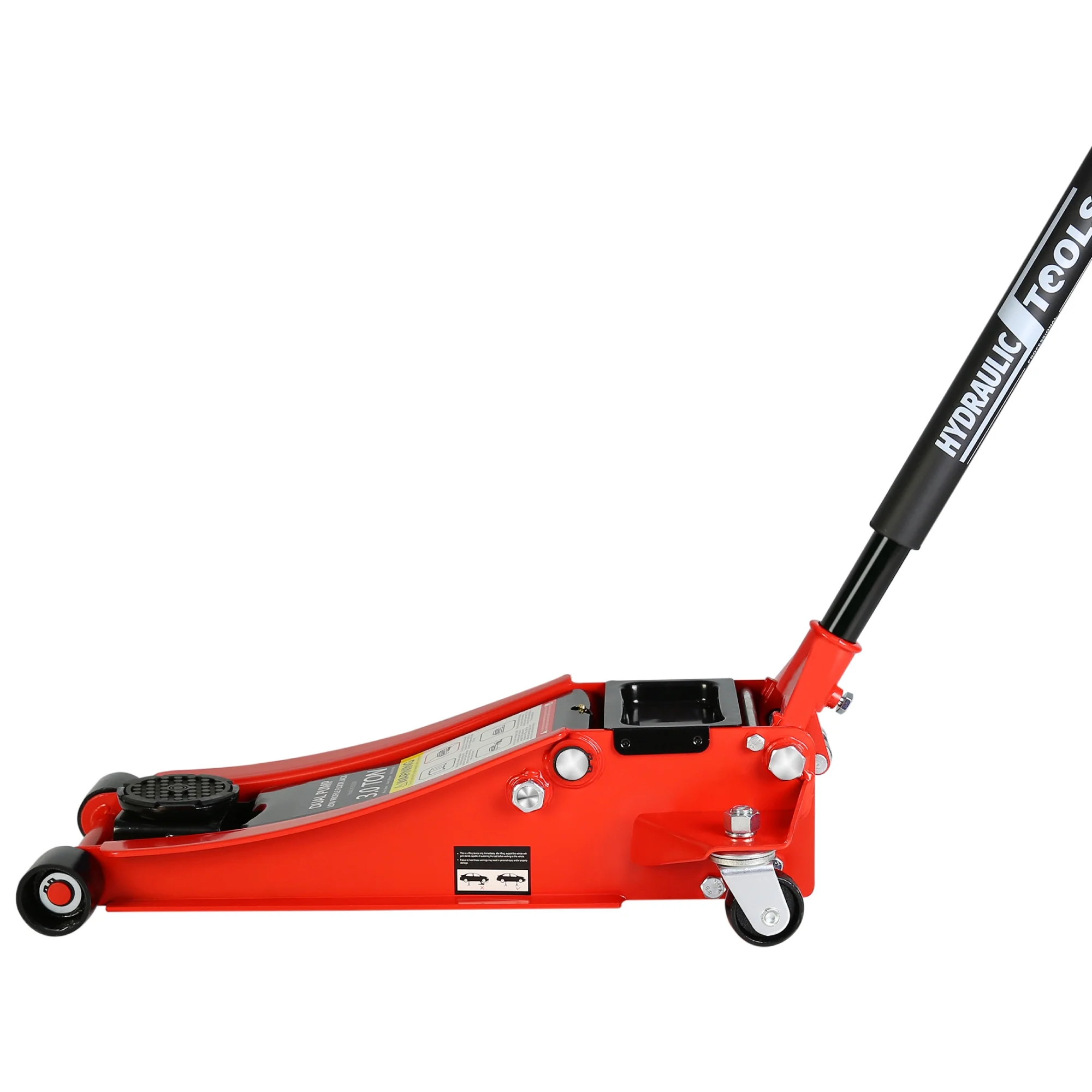 Hydraulic Low Profile And Steel Racing Floor Jack With Dual Piston Quick Lift Pump,3 Ton 6600 Lb Capacity, Lifting Range 3.3" 18.5" Black Red Steel - John Pierce Auto Care