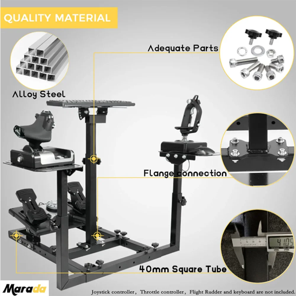 Marada Flight Simulator Cockpit Racing Steering Stand Adjustable Fit for Thrustmaster HOTAS Warthog - John Pierce Auto Care