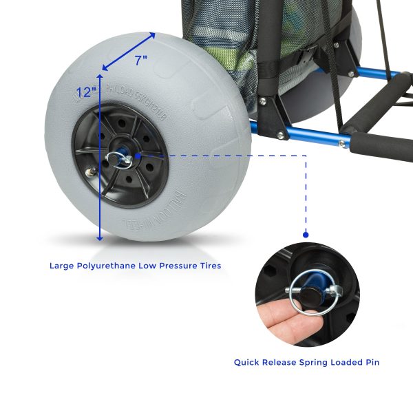 My Beach Cart Heavy Duty Folding Beach Cart with Big Wheels and Balloon Tires to Glide Over Sand - John Pierce Auto Care