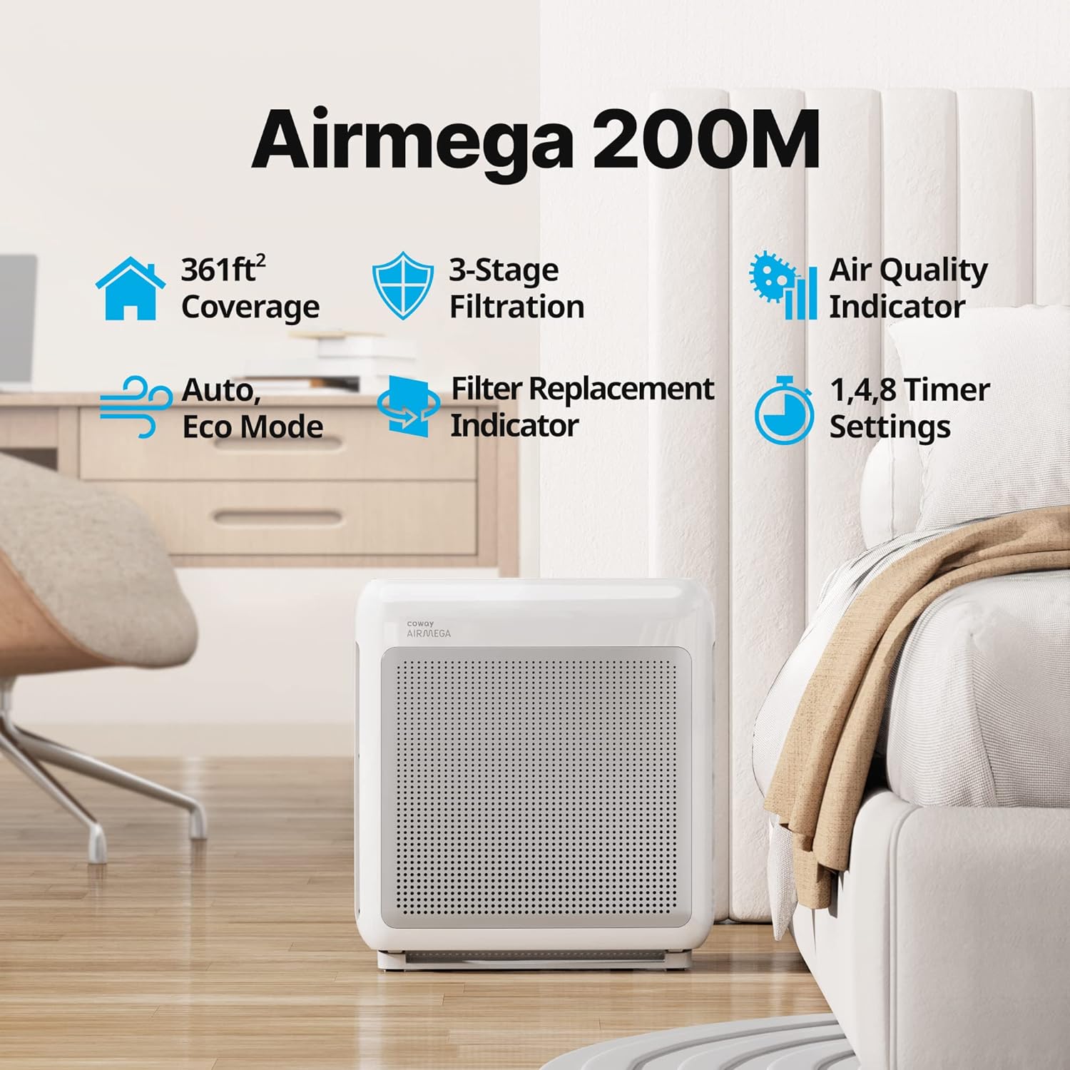 HEPA Air Purifier, Air Quality Monitoring, automatic mode, timer, Filter indicator, Eco mode - John Pierce Auto Care