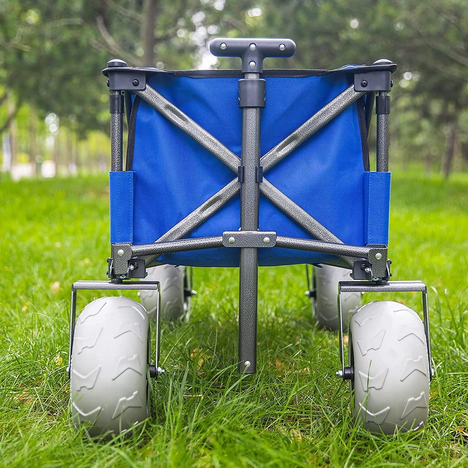 Sorin Outdoor Heavy Duty Collapsible Foldable Beach Cart with Balloon Wheels for Sand Garden Wagon Camping Beach Wagon with Balloon Tires Cart for Beach with Big Wheels Inflatable Tires - John Pierce Auto Care