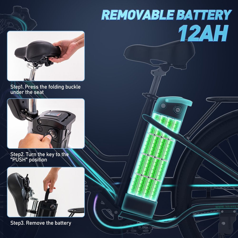 COLORWAY 26\u0026quot; Electric Bike for Woman, 500W Powerful Motor, 36V 12AH Removable Battery - John Pierce Auto Care