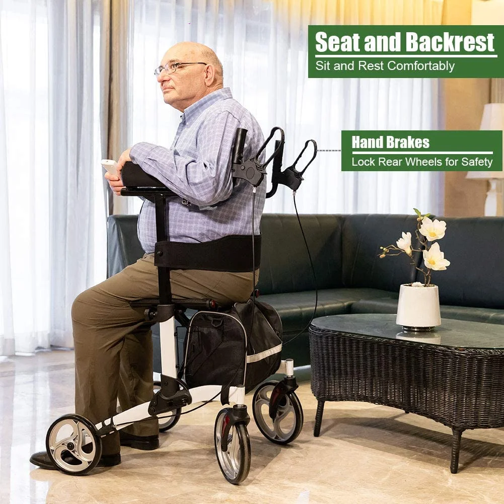 BEYOUR WALKER Upright Walker, Newest Design, Stand Up Rollator Walker Tall Rolling Mobility Walking Aid with 10�� Front Wheels, Seat and Armrest for Seniors and Adults, White - John Pierce Auto Care