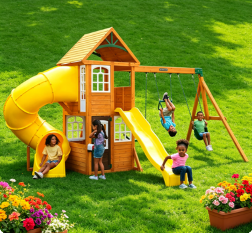 KidKraft Castlewood Wooden Swing Set - John Pierce Auto Care