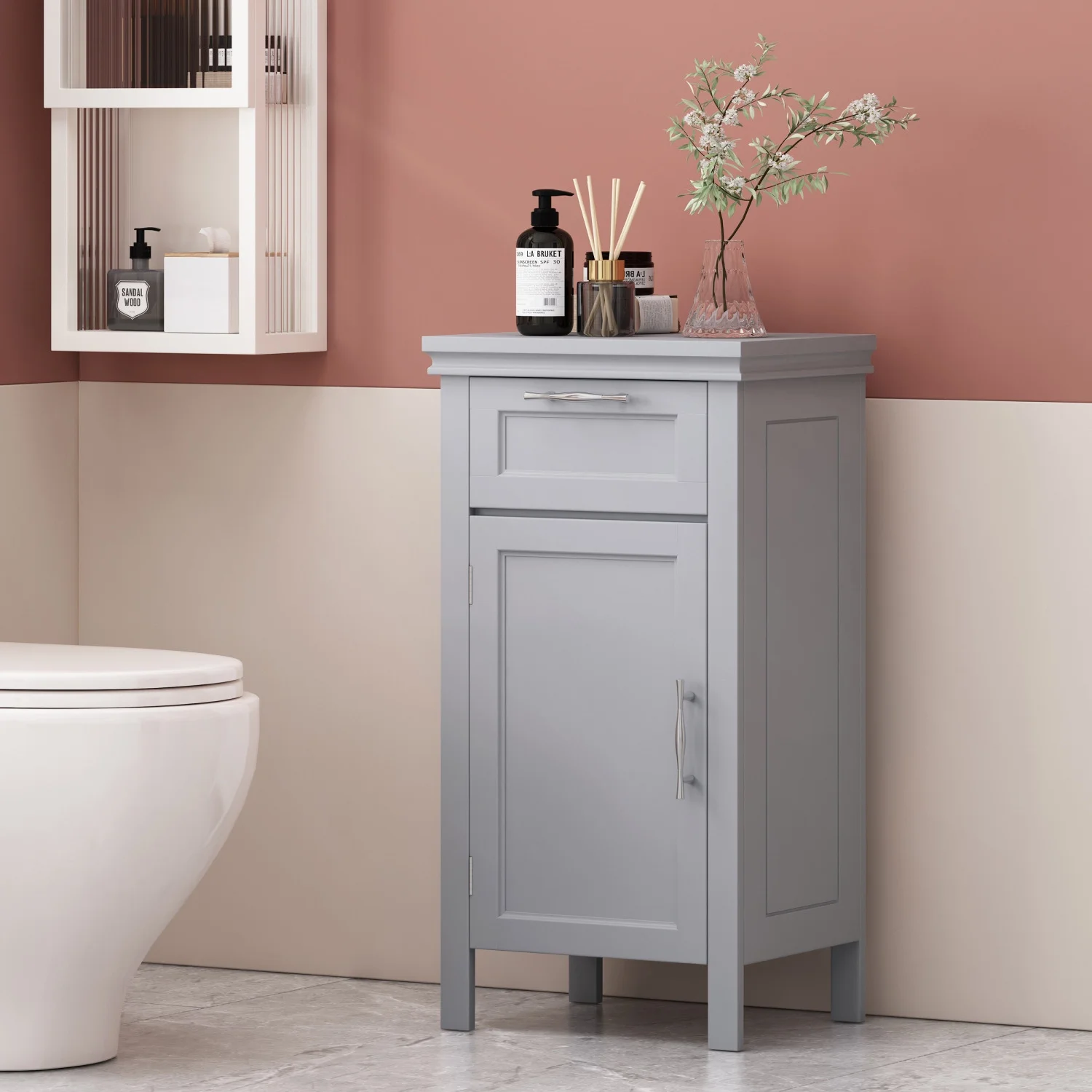 Upgrade Your Living Space with Elegant and Stylish Modern White Wooden Bathroom Storage Shelf Unit for Home and Office Use Ideal Space Saving Freestanding Tall Cupboard Cabinet with Door - John Pierce Auto Care