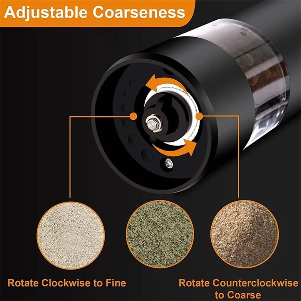 Electric Automatic Mill Pepper and Salt Grinder USB Spice Salt Pepper Grinder with LED Light Adjustable Coarseness Mill Convenient and Durable - John Pierce Auto Care