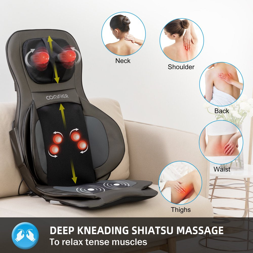 Comfier Shiatsu Neck Back Massager with Heat, Air Compression Massage Chair Pad - John Pierce Auto Care