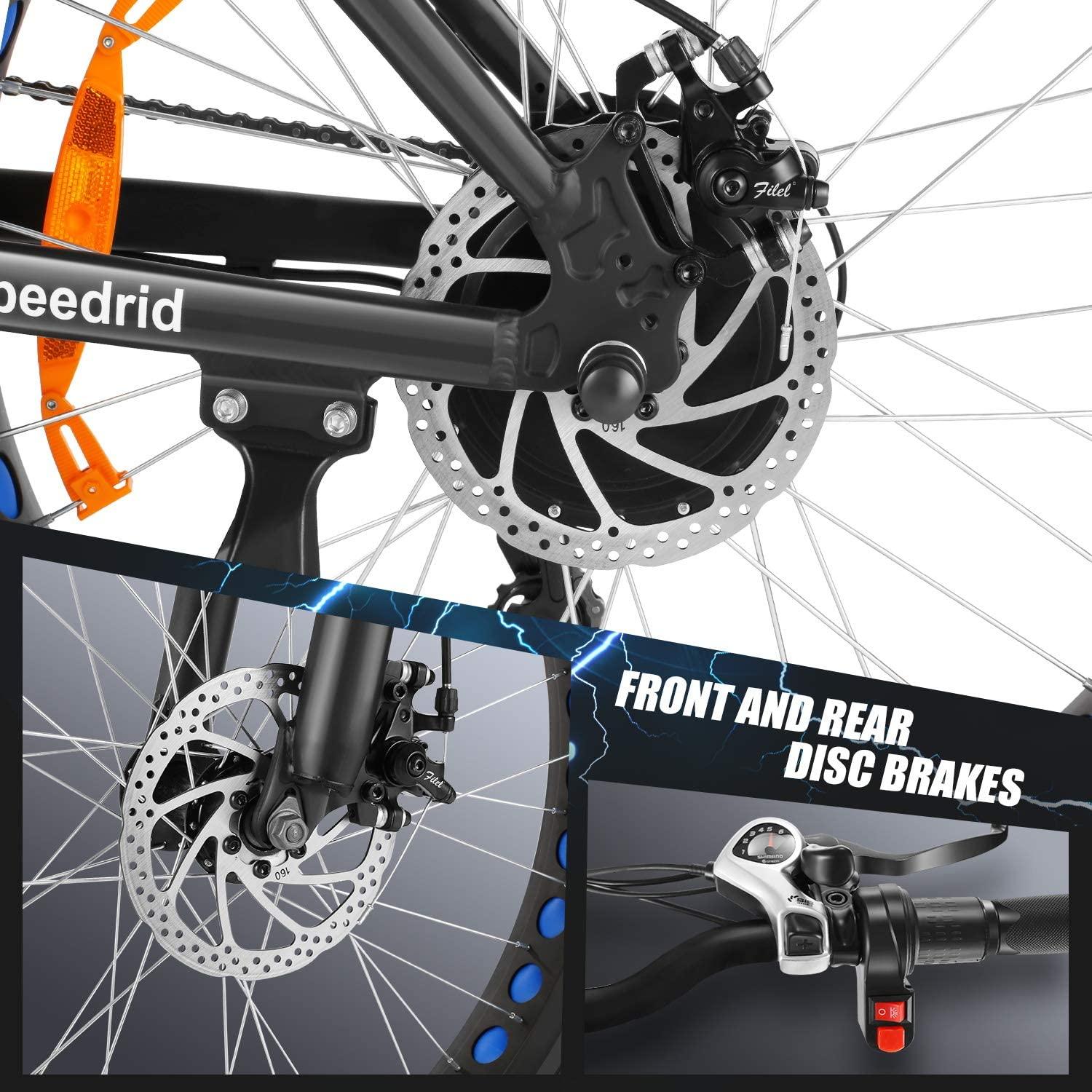 Speedrid Electric Bike 48V 500W Fat Tire Electric Bike Snow Bike 26" × 4.0, 48V 10Ah Removable Battery and Professional 7 Speed - John Pierce Auto Care